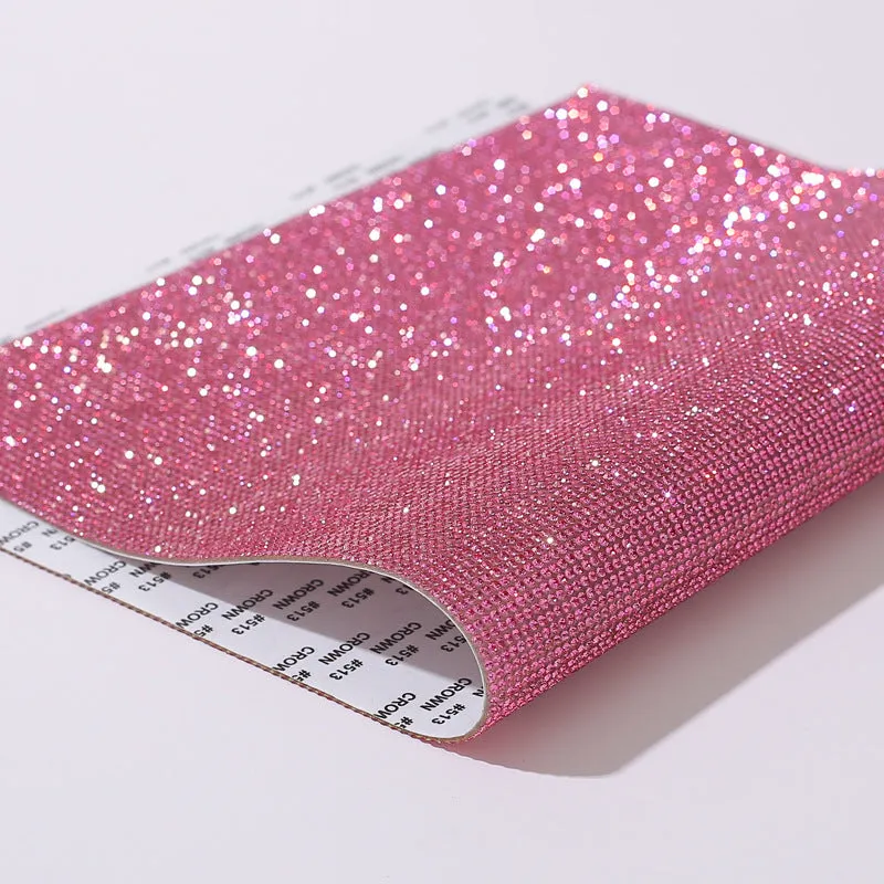 Rhinestone adhesive net sticker with electroplated diamonds in eight-eyes pattern showing multiple colour options