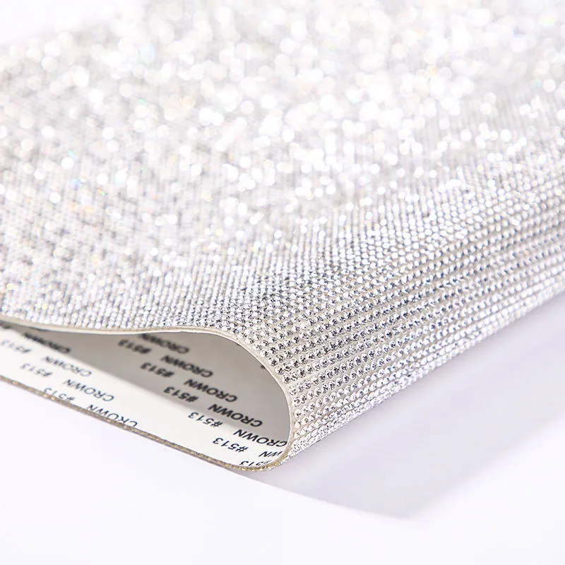 Rhinestone adhesive net sticker with electroplated diamonds in eight-eyes pattern showing multiple colour options