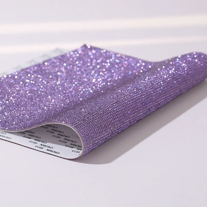 Rhinestone adhesive net sticker with electroplated diamonds in eight-eyes pattern showing multiple colour options