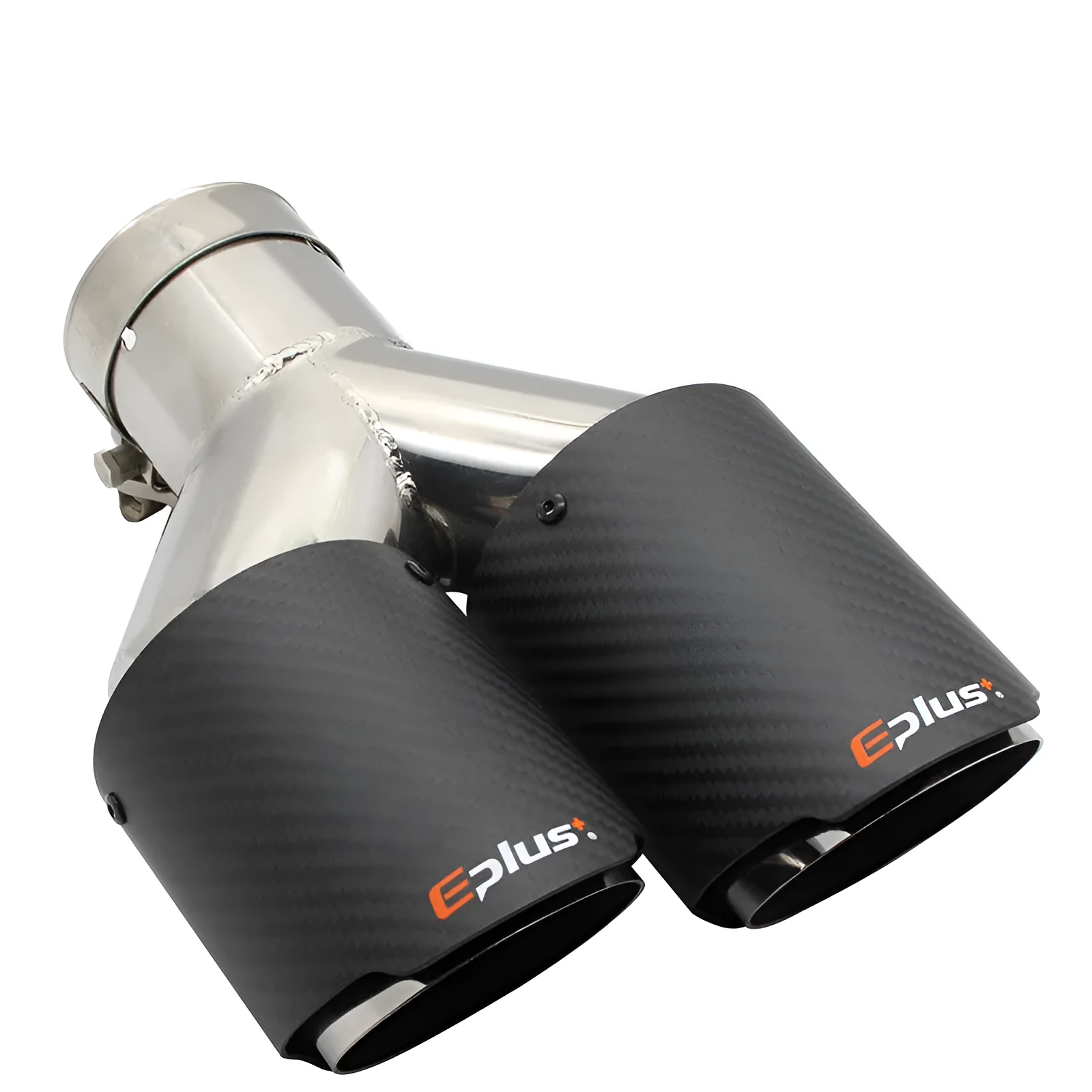 Universal silver stainless steel exhaust pipe muffler with inlet diameter options from 51mm to 101mm