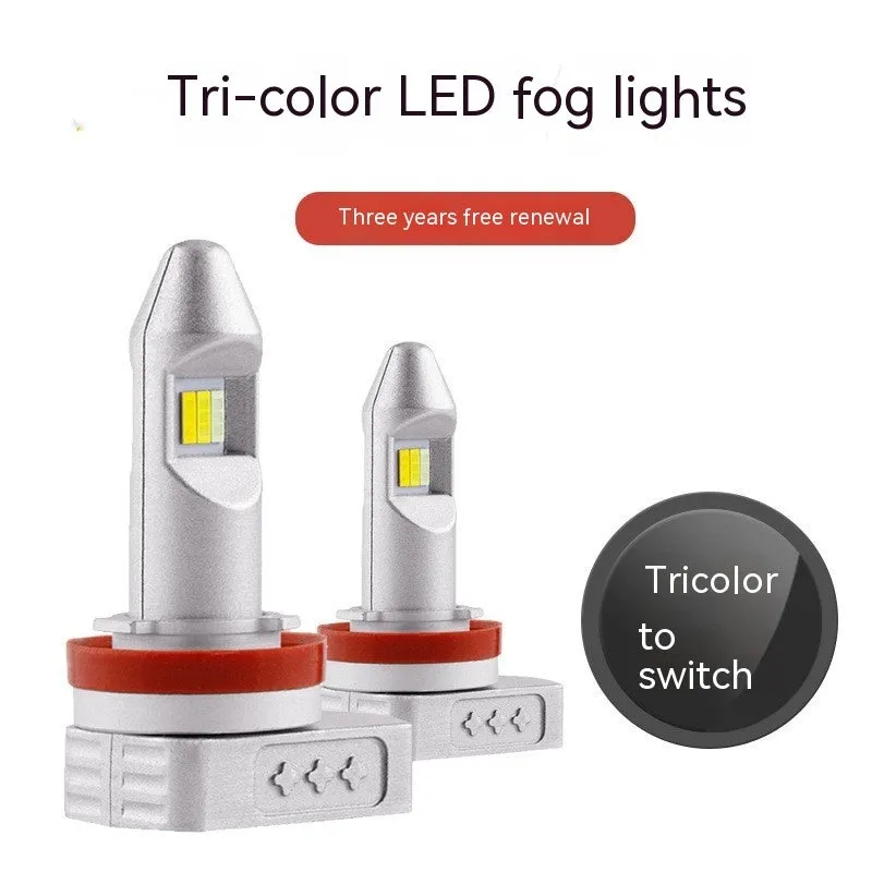 Single LED fog lamp bulb with aluminium housing, showing connector types H8 H9 H11 9005 9006 PSX24 PSX26.