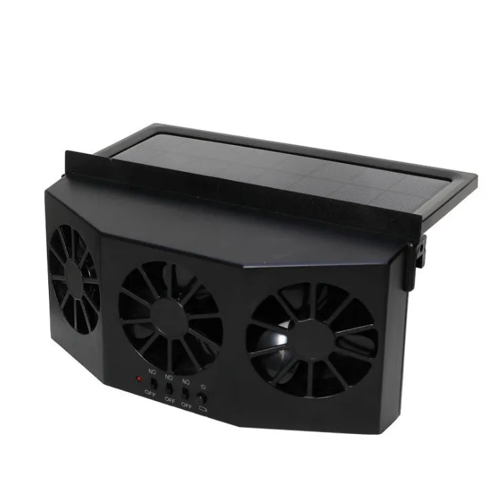 Solar car exhaust fan for GM models with three air outlets, black plastic strips, 220x65x110mm