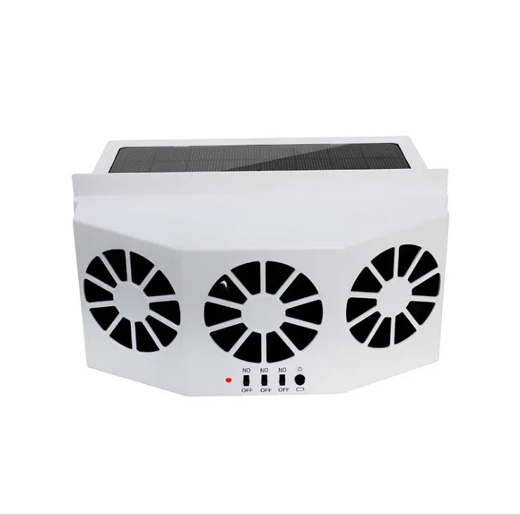 Solar car exhaust fan for GM models with three air outlets, black plastic strips, 220x65x110mm