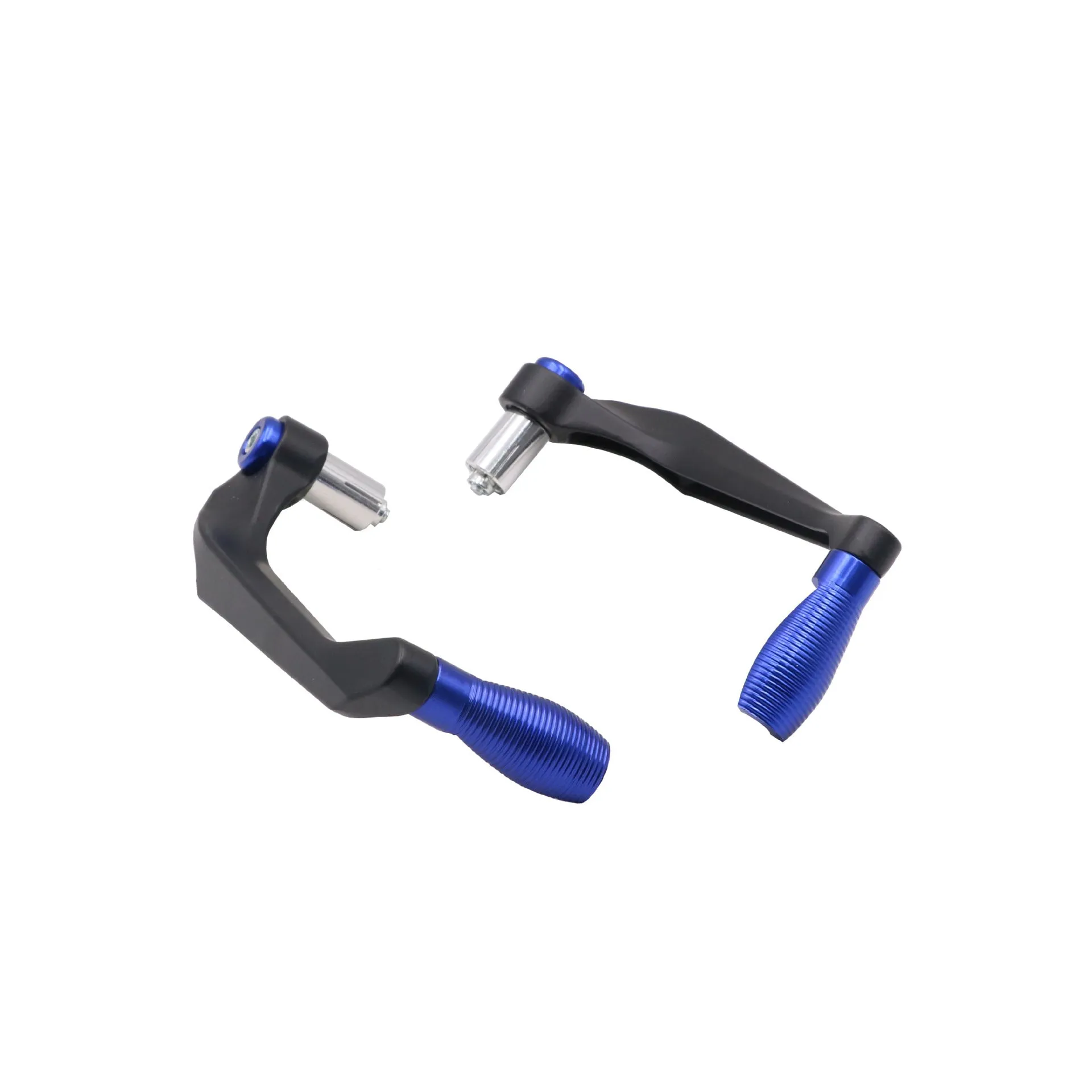 Set of two CNC aluminium motorcycle lever guards for 22mm handlebars, black aluminium finish, 17cm length