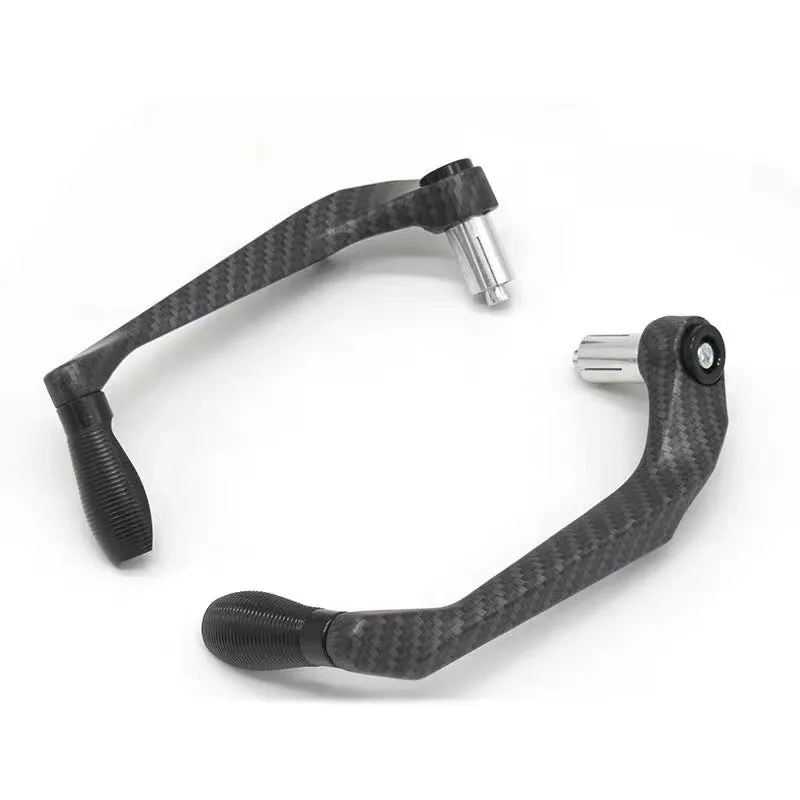 Set of two CNC aluminium motorcycle lever guards for 22mm handlebars, black aluminium finish, 17cm length