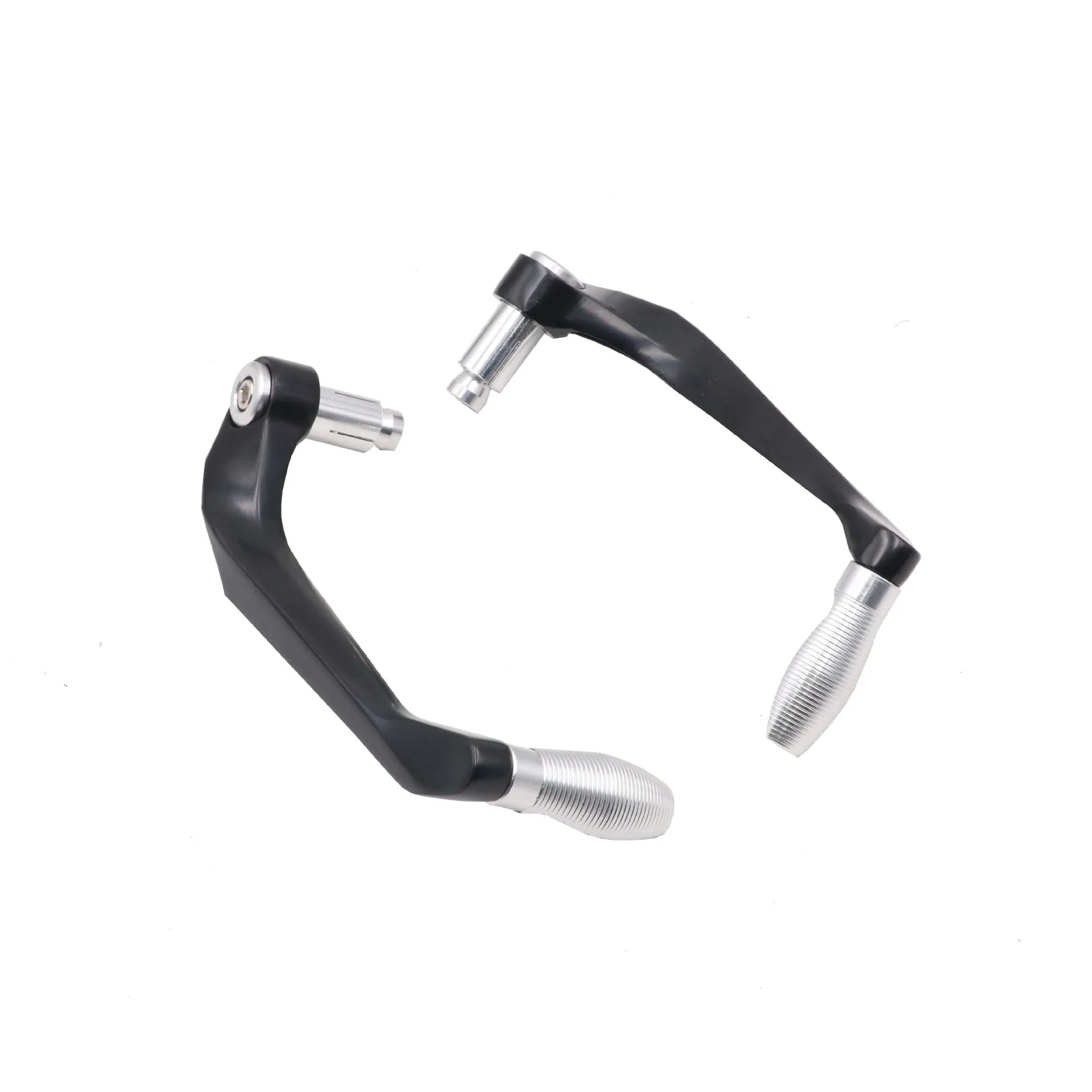 Set of two CNC aluminium motorcycle lever guards for 22mm handlebars, black aluminium finish, 17cm length