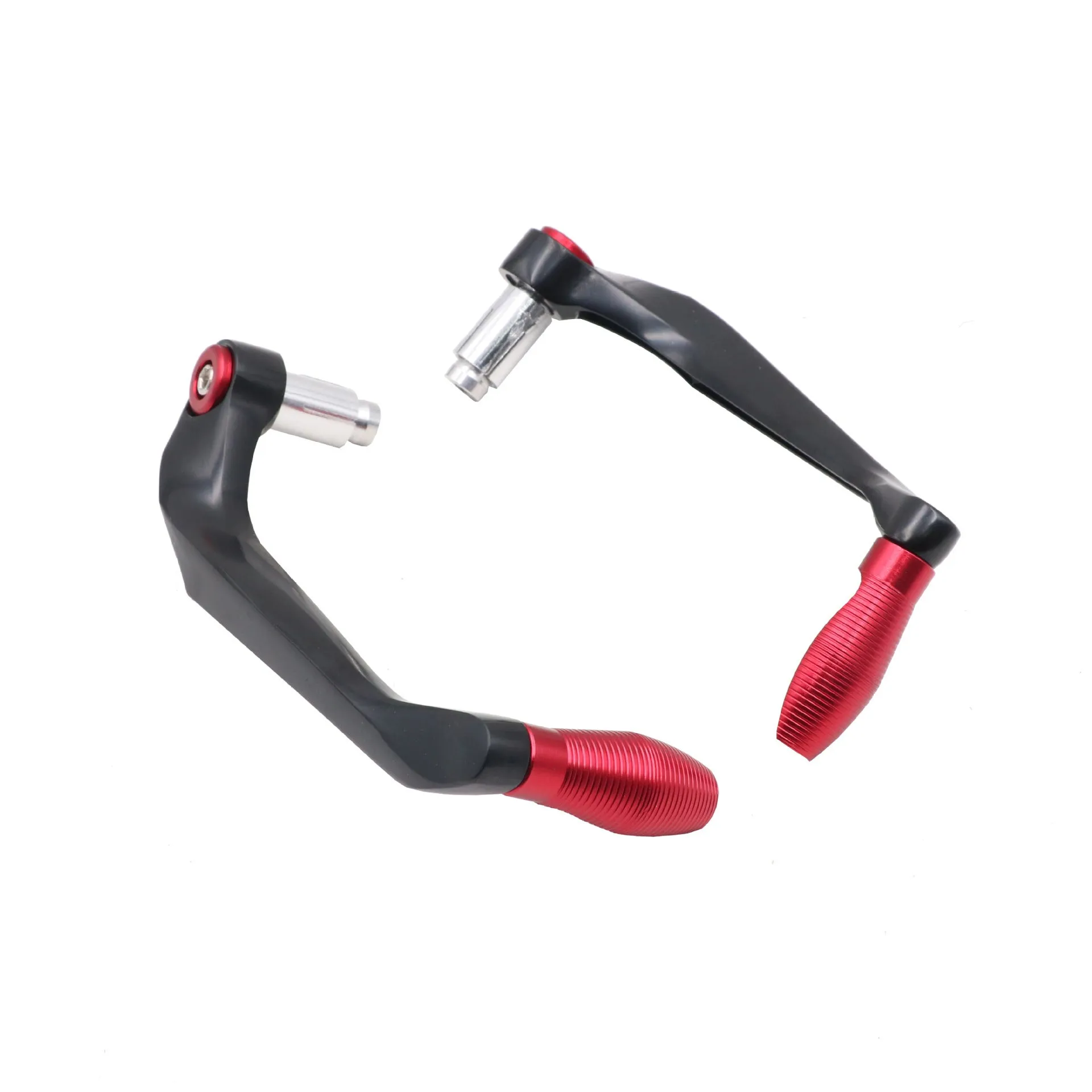 Set of two CNC aluminium motorcycle lever guards for 22mm handlebars, black aluminium finish, 17cm length