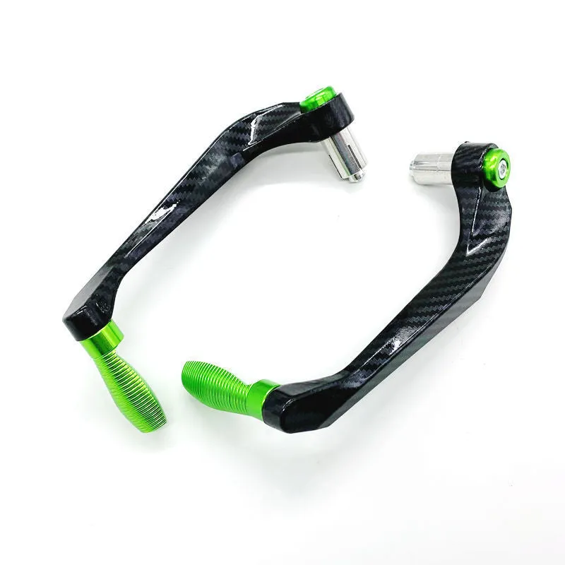 Set of two CNC aluminium motorcycle lever guards for 22mm handlebars, black aluminium finish, 17cm length
