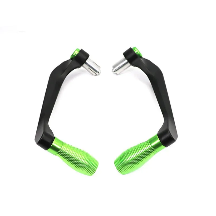 Set of two CNC aluminium motorcycle lever guards for 22mm handlebars, black aluminium finish, 17cm length