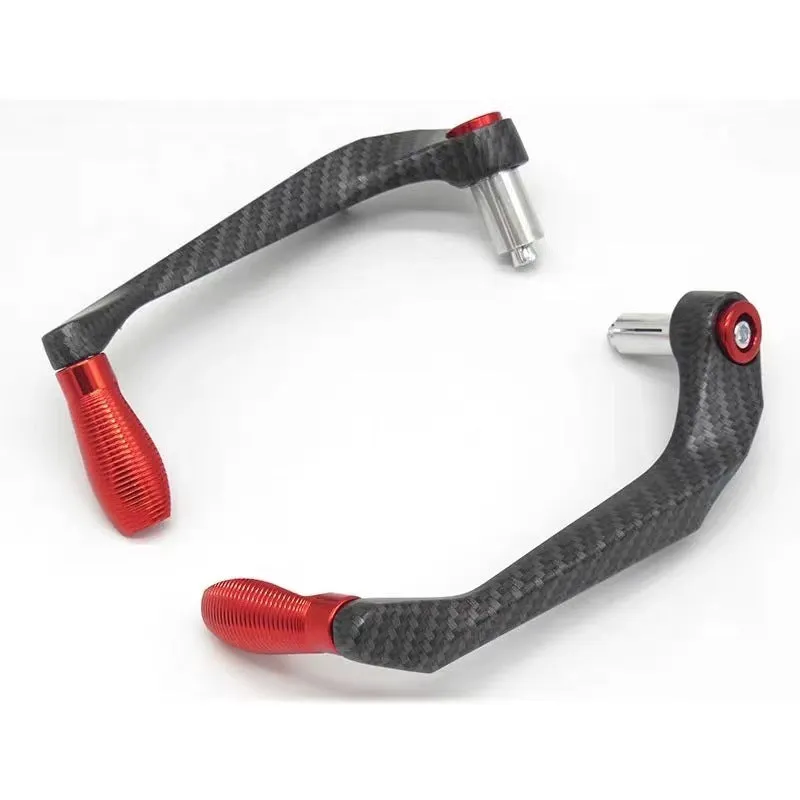 Set of two CNC aluminium motorcycle lever guards for 22mm handlebars, black aluminium finish, 17cm length
