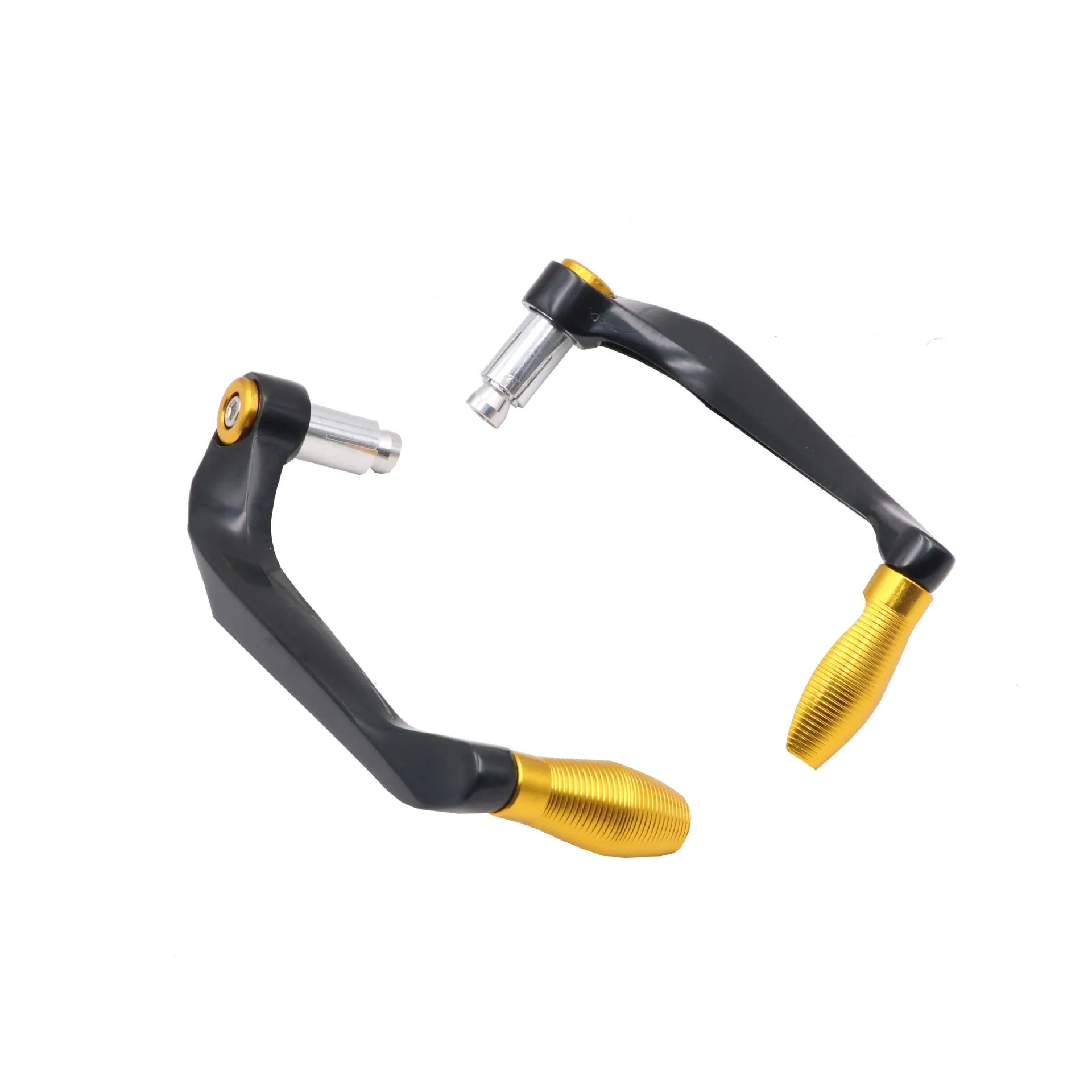 Set of two CNC aluminium motorcycle lever guards for 22mm handlebars, black aluminium finish, 17cm length