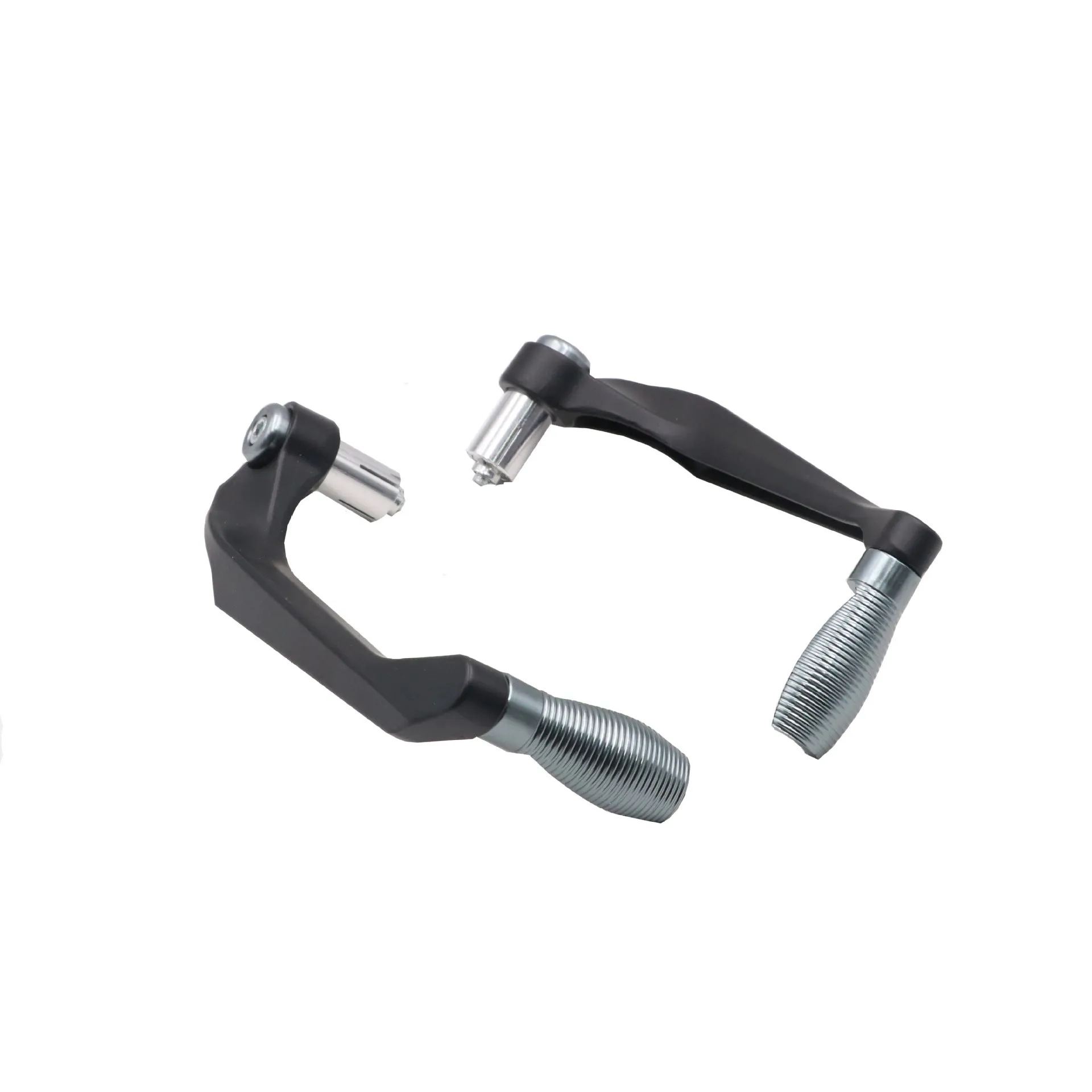 Set of two CNC aluminium motorcycle lever guards for 22mm handlebars, black aluminium finish, 17cm length