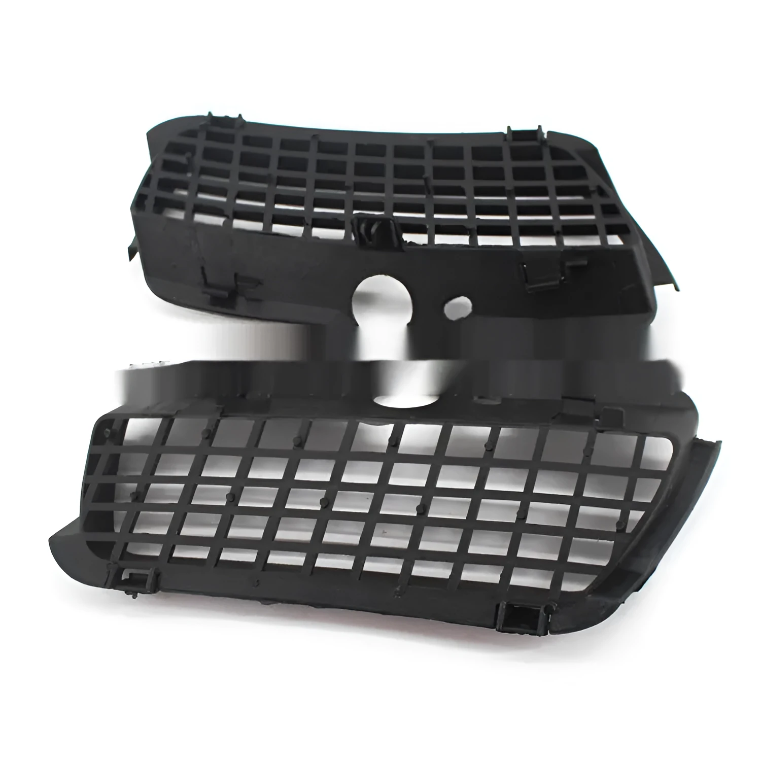 Pair of black ABS plastic Volkswagen Golf 3 front bumper fog light covers.