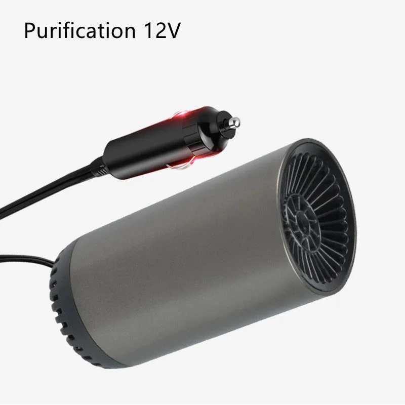 12v 24v car heater defogger in black and gray with suction cup mount and power cord