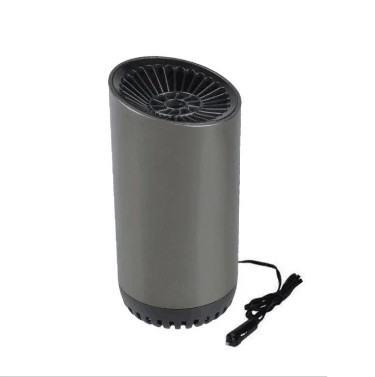 12v 24v car heater defogger in black and gray with suction cup mount and power cord