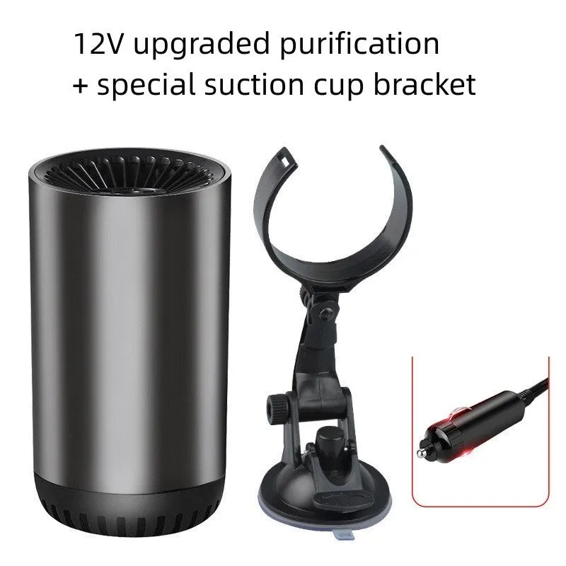 12v 24v car heater defogger in black and gray with suction cup mount and power cord
