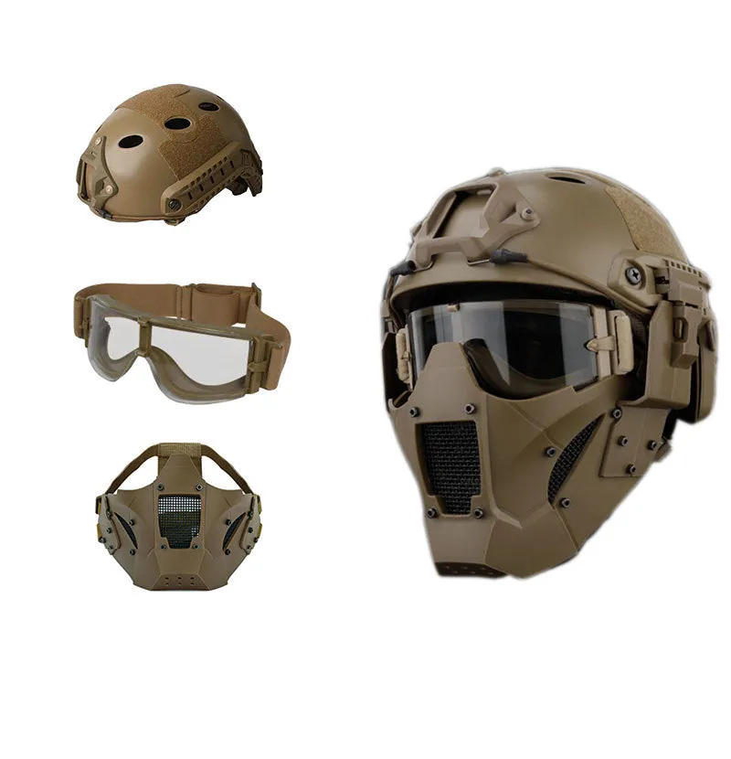 Iron Warrior half face mask in black with adjustable elastic band and helmet connectors