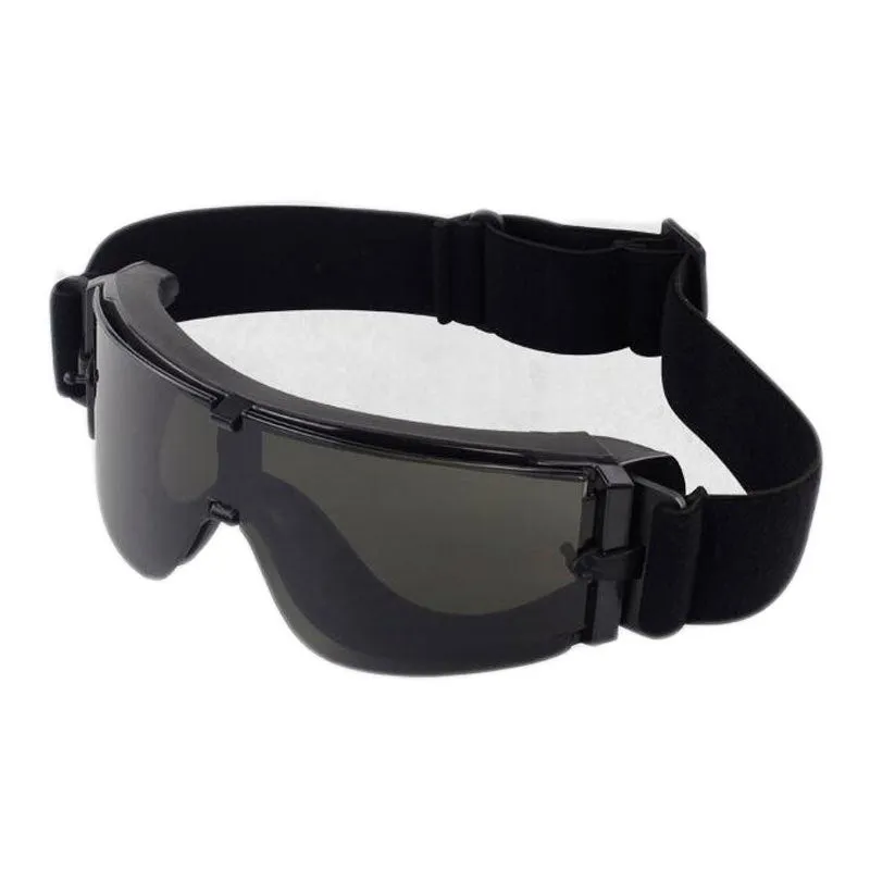 Iron Warrior half face mask in black with adjustable elastic band and helmet connectors