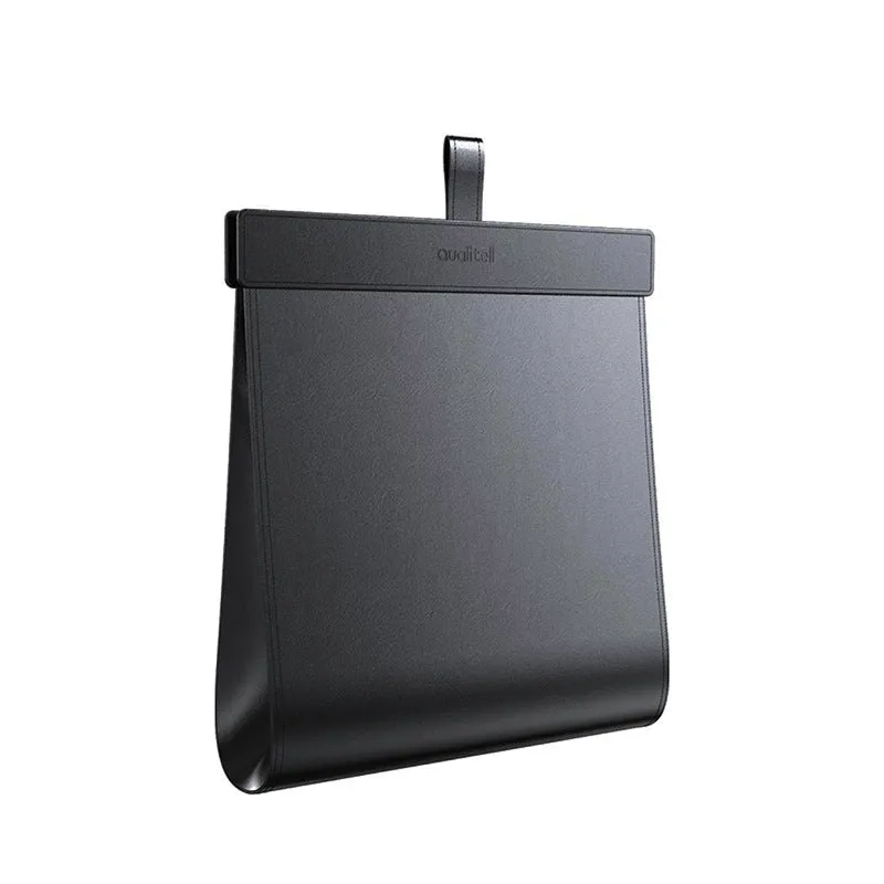 Black PVC car trash bag with magnetic closure, 360x290x45mm, for in-car suspension