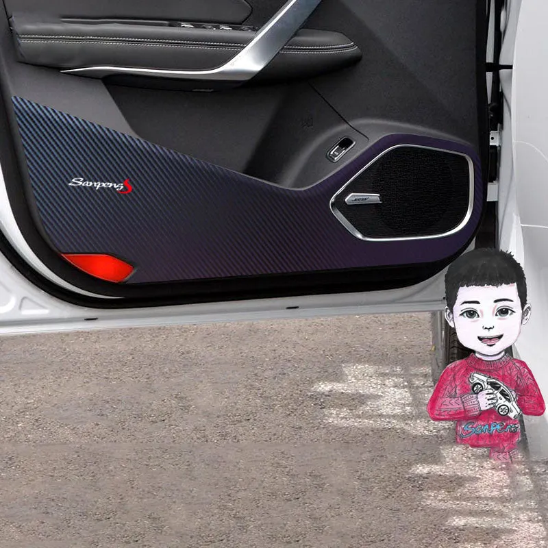 20 Boyue Pro interior anti-kick door film set in carbon fibre black for door panel protection