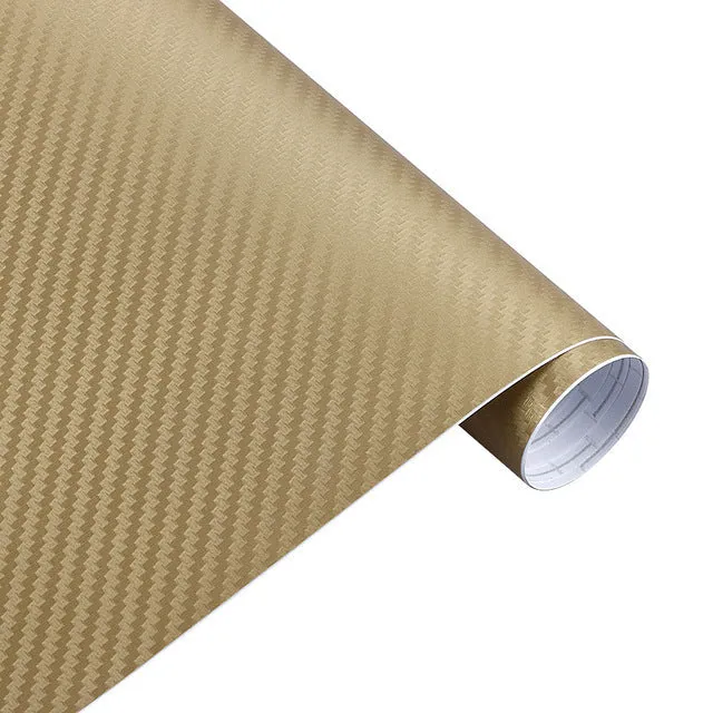 3D carbon fibre car sticker roll in black with textured pattern on a white background