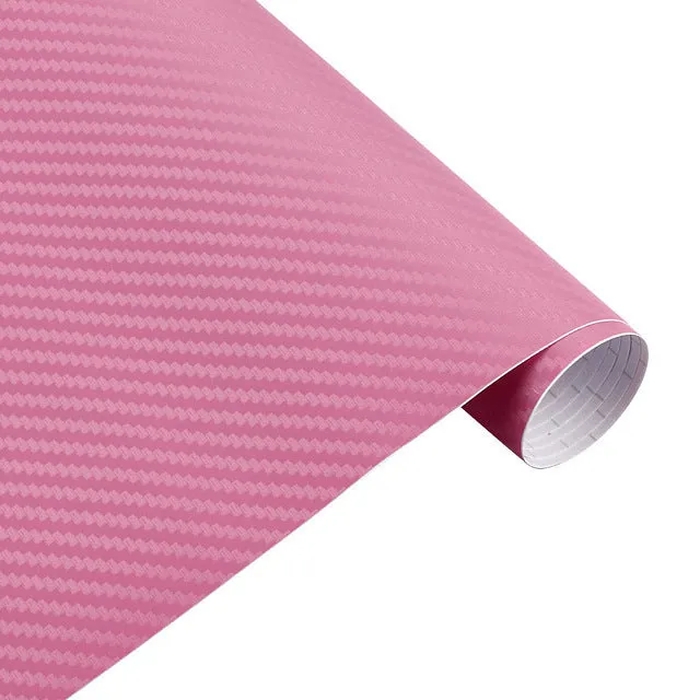 3D carbon fibre car sticker roll in black with textured pattern on a white background