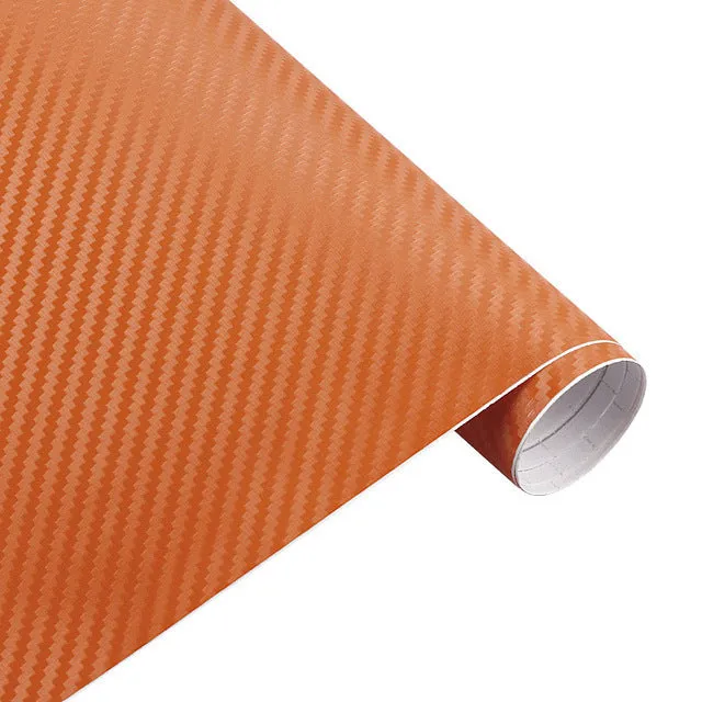3D carbon fibre car sticker roll in black with textured pattern on a white background