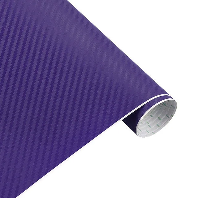 3D carbon fibre car sticker roll in black with textured pattern on a white background