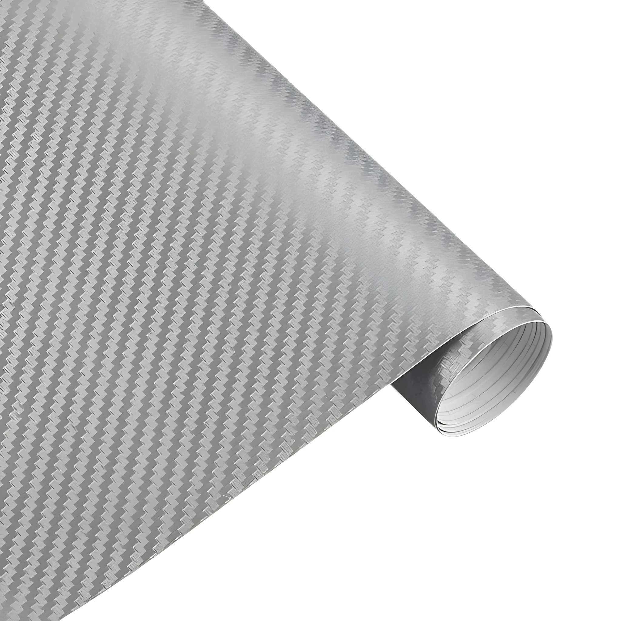 3D carbon fibre car sticker roll in black with textured pattern on a white background