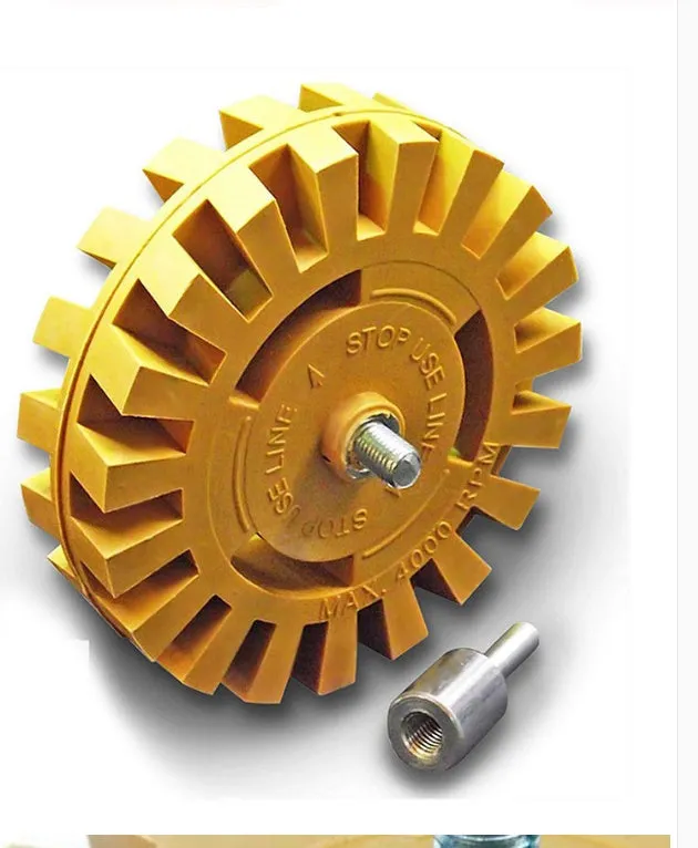 100mm rubber car decal remover disc for electric drill, removing vinyl pinstripe from car door