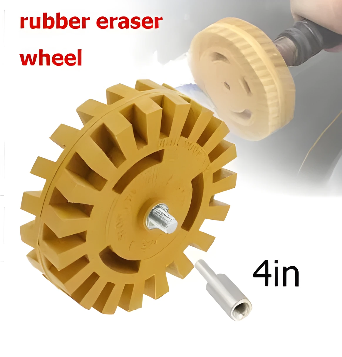100mm rubber car decal remover disc for electric drill, removing vinyl pinstripe from car door