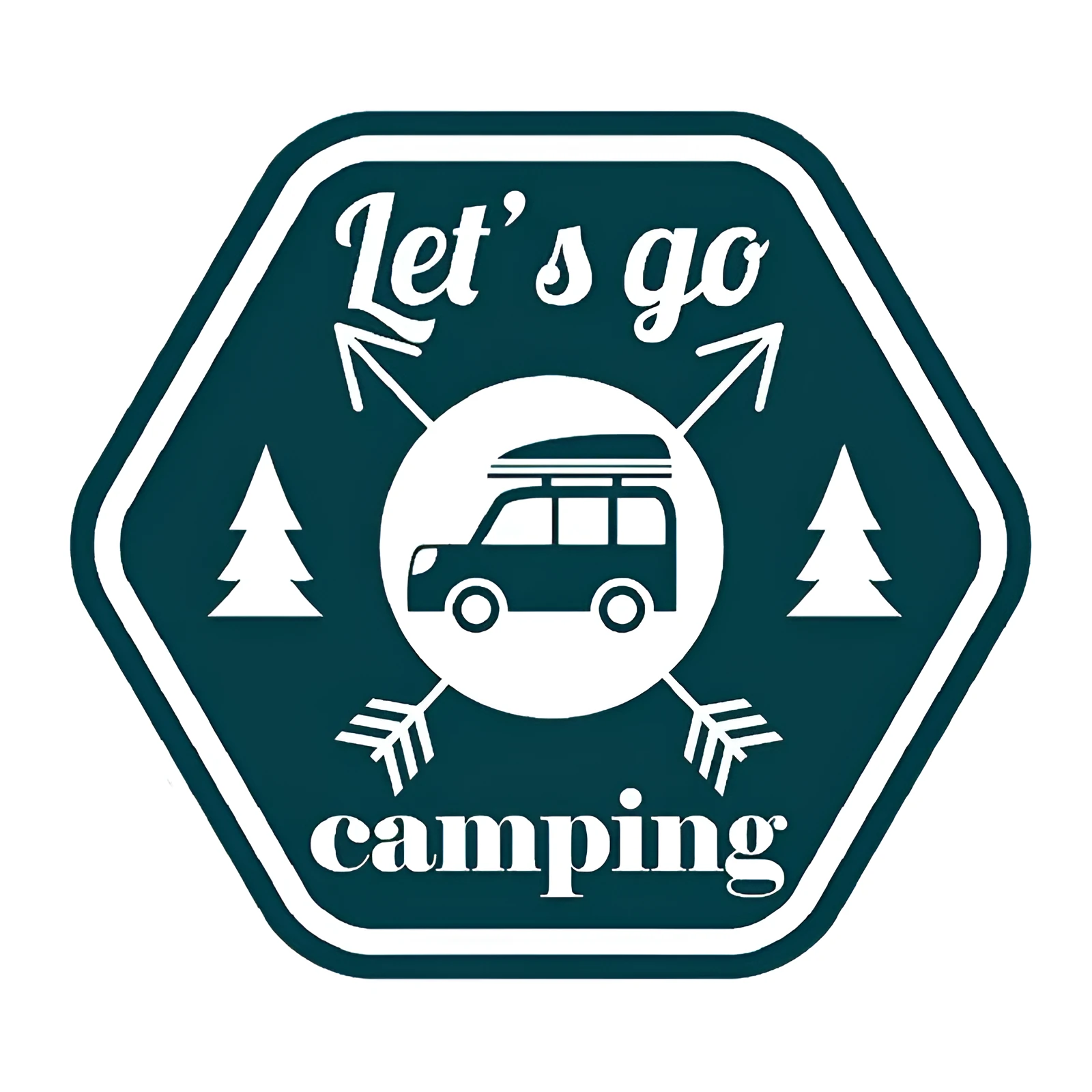 Camping funny car sticker with camping pattern, made from PVC, measuring 14x12.7cm, suitable for car, motorcycle, and refrigerator