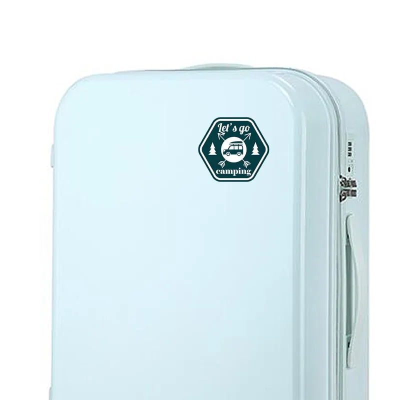 Camping funny car sticker with camping pattern, made from PVC, measuring 14x12.7cm, suitable for car, motorcycle, and refrigerator