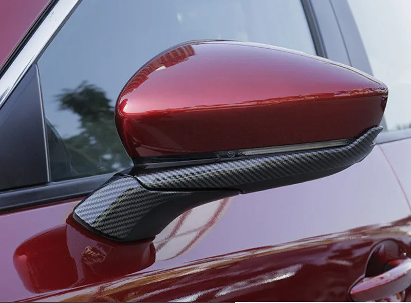 Mazda 3 Angkesila rearview mirror decorative strips carbon fibre texture 4 pieces ABS material