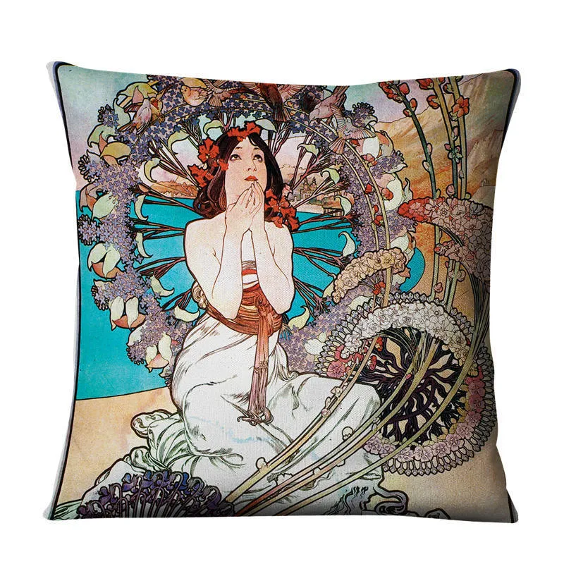 Linen cushion cover 45cm cartoon print design