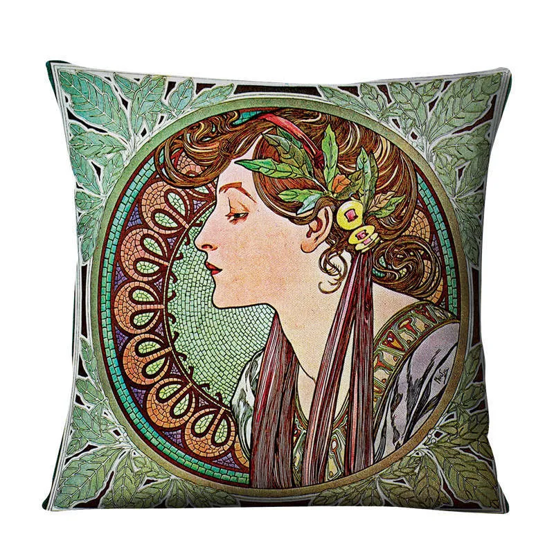 Linen cushion cover 45cm cartoon print design