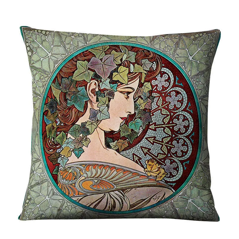 Linen cushion cover 45cm cartoon print design