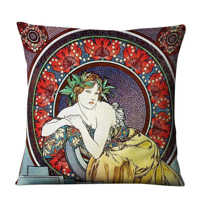 Linen cushion cover 45cm cartoon print design