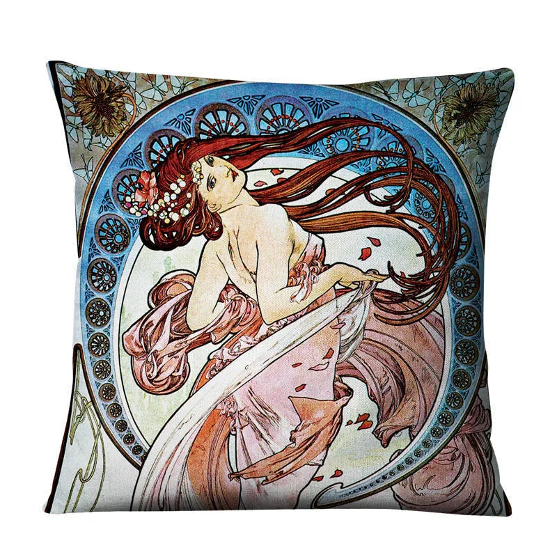 Linen cushion cover 45cm cartoon print design