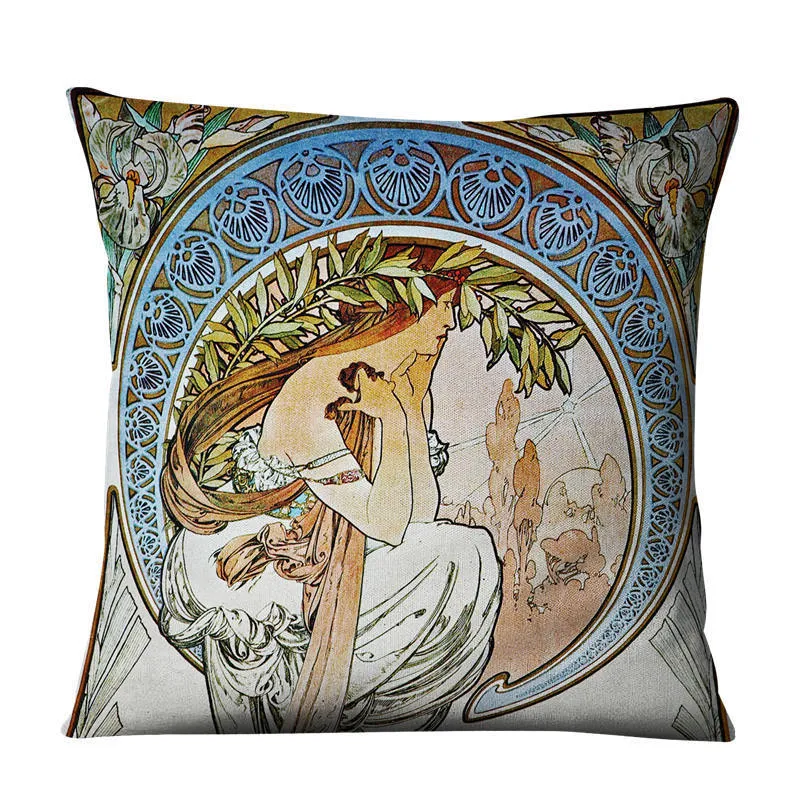 Linen cushion cover 45cm cartoon print design