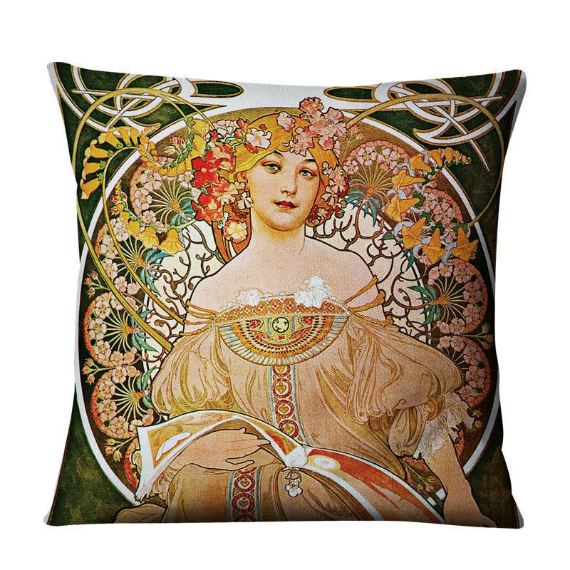 Linen cushion cover 45cm cartoon print design