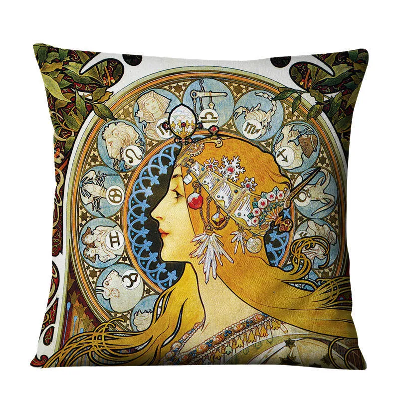 Linen cushion cover 45cm cartoon print design