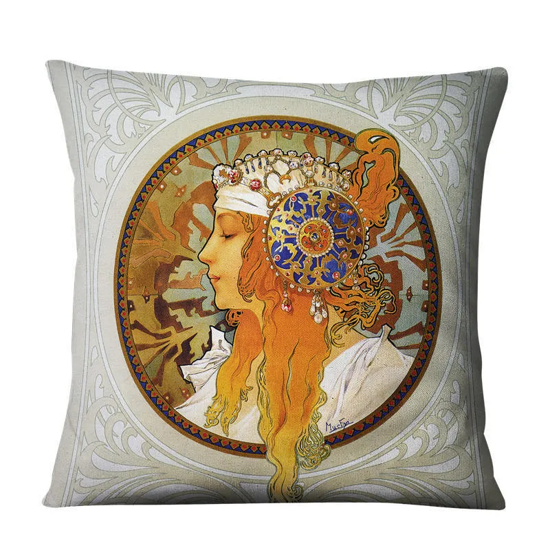 Linen cushion cover 45cm cartoon print design