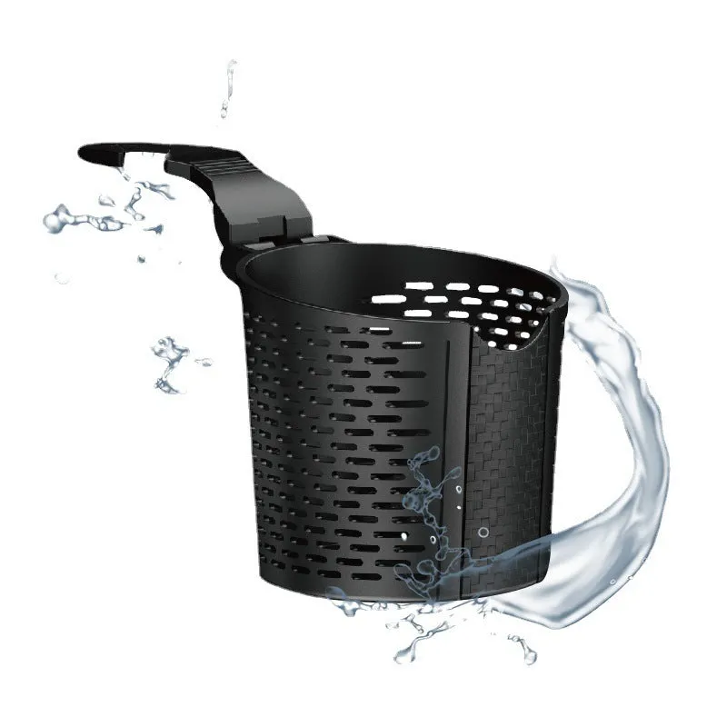 Black TPR multifunctional car cup holder rack attached to chair back with cup