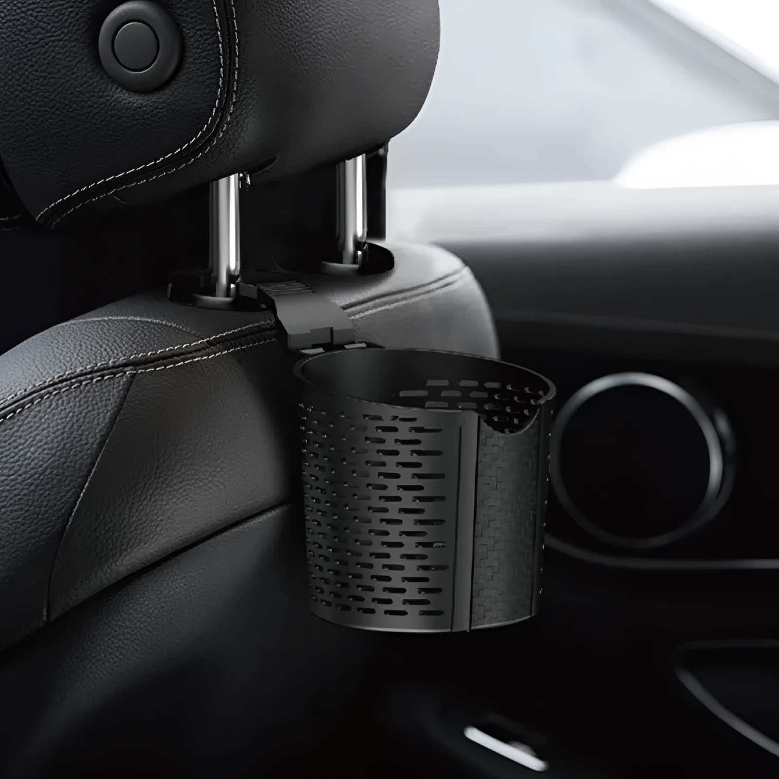 Black TPR multifunctional car cup holder rack attached to chair back with cup