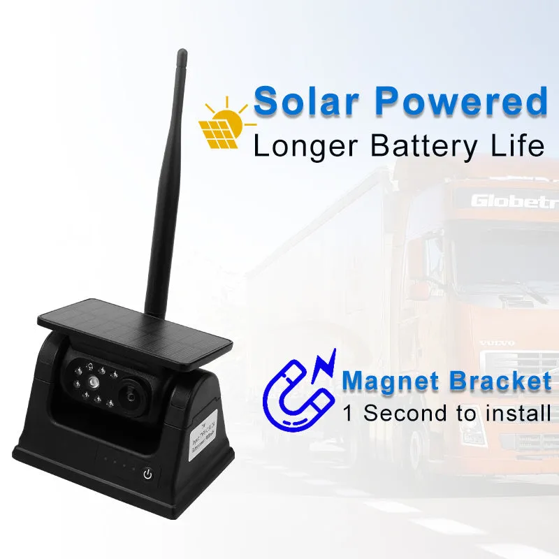 Solar wireless charging camera system with magnet suction for vehicle reversing and monitoring in black colour