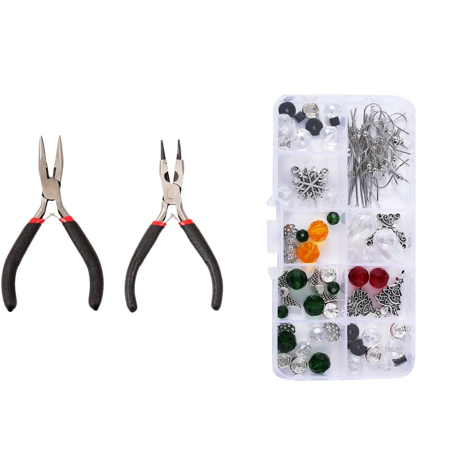 DIY earring set with heart-shaped alloy components in multiple colours, electroplated finish, in suit bag