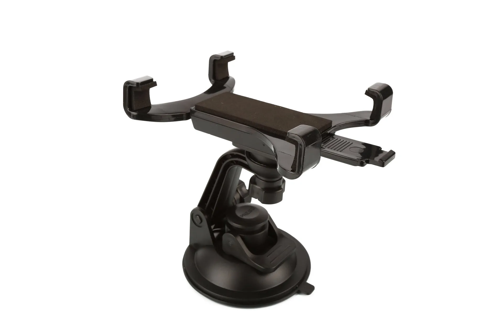 Black ABS car tablet bracket holding a tablet under 11 inches on a car dash