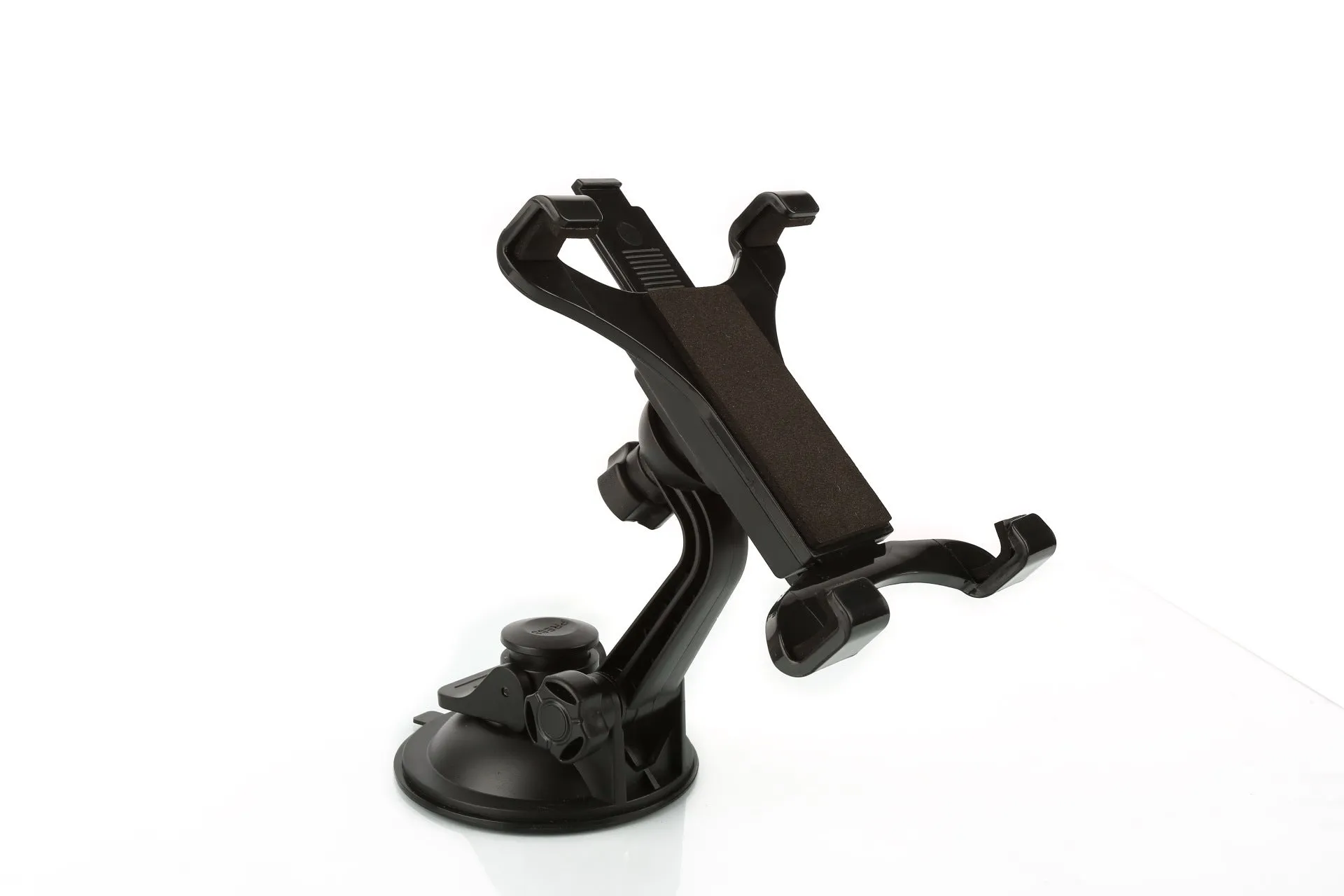 Black ABS car tablet bracket holding a tablet under 11 inches on a car dash