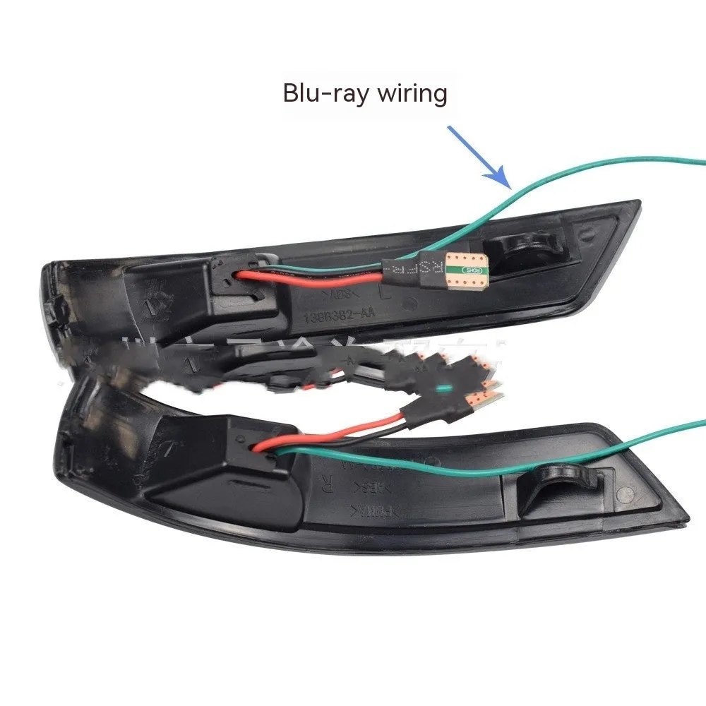 Ford Focus and Mondeo rearview mirror LED waterfall light with blue accent in ABS housing